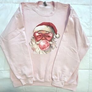 Pink Santa Blowing A Bubble Sweatshirt. Size  3XL. NWOT
